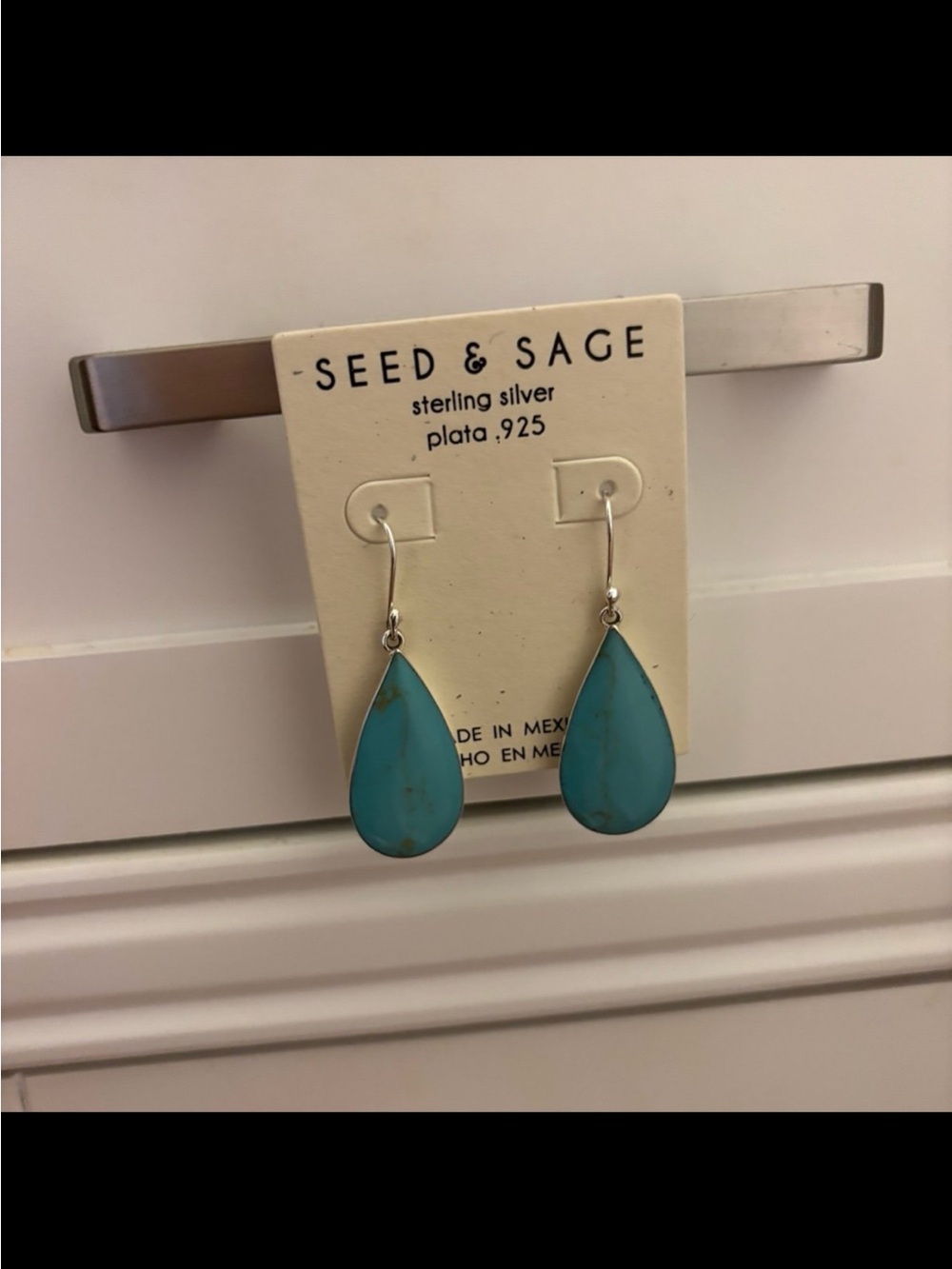 Seed & Sage Sterling Silver Teardrop Turquoise Dangle Earrings
